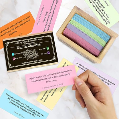 Personalized Get Well Soon Bible Verse Box with 150 Color-Coded Scripture Cards, Custom Name Prayer Box with Wooden Pocket Cross, Read Me Whenever Cards, Christian Encouragement Gift - color: Get Well Soon