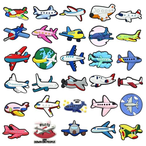 Cute Pins Bulk, Funny Lapel Badge Pins Rubber Brooch Pins for Backpacks, Hats, Bags - style: Airplane-30PCS