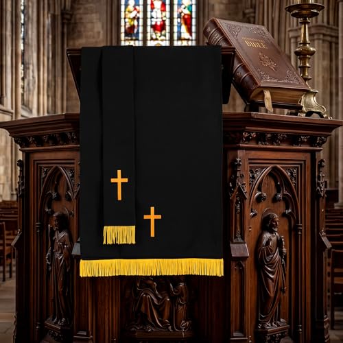 Cutecrop 3 Set Parament Table Runner Altar Cloth Black and White - color: Black and White