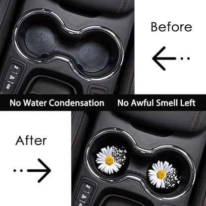 2 Pack Daisy Butterfly Car Cup Holder Coasters Universal Neoprene Coasters - color: Daisy+butterfly