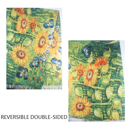 Umjetnost Soft Cashmere Feel Scarf For Women Winter Warm Scarves Large Shawl Wrap Monet Van Gogh Art Print - color: R20 Grenn Yellow