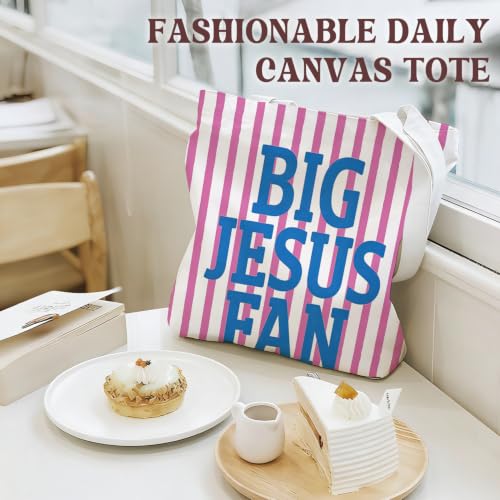 Bible Tote Bags Cute Christian Preppy Canvas Tote Bag Christian Gifts for Women Reusable Shopping Bags(Parent) - color: Big Jesus Fan