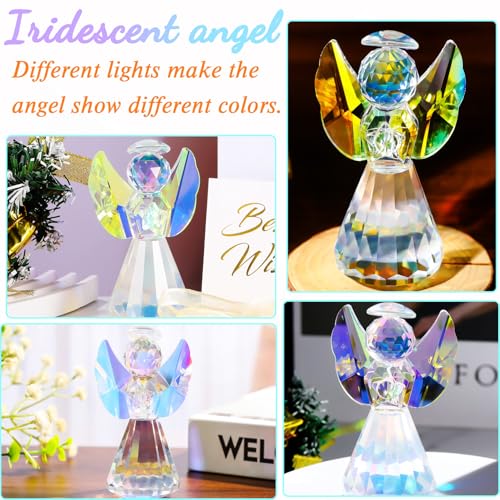 YWHL Iridescent Crystal Guardian Angel Figurine Angel Gifts for Women - color: Colorful
