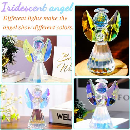 YWHL Iridescent Crystal Guardian Angel Figurine Angel Gifts for Women - color: Colorful