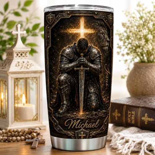 Personalized Christian Gifts For Men - Religious Bible Man Of Faith Tumbler V18 - A Child Of God Warrior Christ Faith For Dad, Husband, Grandpa on Fathers Day, Christmas, Birthday - color: CH-VAR-18