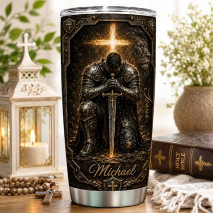 Personalized Christian Gifts For Men - Religious Bible Man Of Faith Tumbler V18 - A Child Of God Warrior Christ Faith For Dad, Husband, Grandpa on Fathers Day, Christmas, Birthday - color: CH-VAR-18