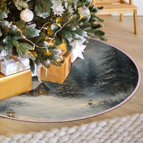 Winter Landscape Christmas Tree Skirt, Rustic Xmas Tree Skirt 530XW-TS - color: Winter-2