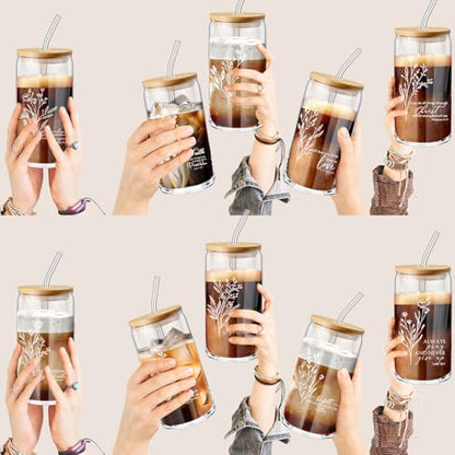 Mifoci 10 Pcs 16 oz Christian Gift for Women Glass Cups
