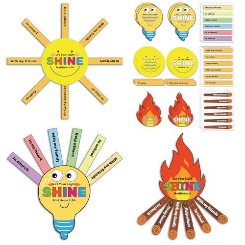 24 Sets and Bible VBS Crafts Jesus Religious Party Supplies Let Your Light Shine Handmade Christian Light Station Craft Kit for Church Exchange Gifts