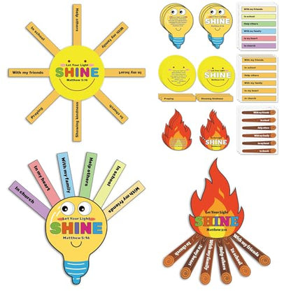 24 Sets and Bible VBS Crafts Jesus Religious Party Supplies Let Your Light Shine Handmade Christian Light Station Craft Kit for Church Exchange Gifts