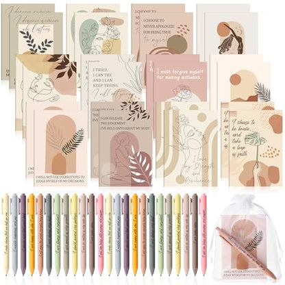 Mooliwe 24 Pcs Affirmation Notebooks Pens Bulk Gifts, Gratitude,Boho - style: Bohemian