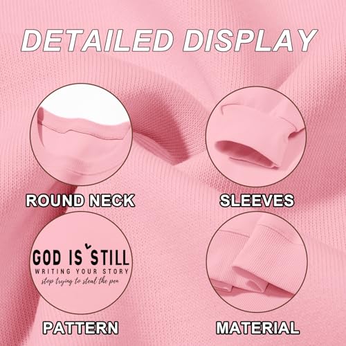 PAIEXILY Christian Crewneck Sweatshirts for Women God Faith Bible Verse Pullover Jesus Religious Long Sleeve Shirts Tops - color: Pink, size: Small