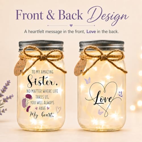 Solmay Sister Birthday Gifts, Birthday Gifts for Sister Adult Keepsake Jar - color: Sister