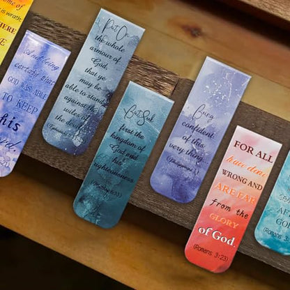 VANRA 48 Pieces Bible Verse Magnetic Bookmarks with Full Scripture Colorful - style: Colorful