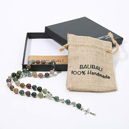 8mm Handmade Anglican Prayer Beads Rosary for Women - color: Silver (IndiaAgate)