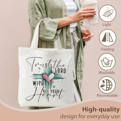 kunlisa Christian Tote Bag for Women, Christian Gifts for Women Faith Canvas Tote Bag - color: Trust in the Lord