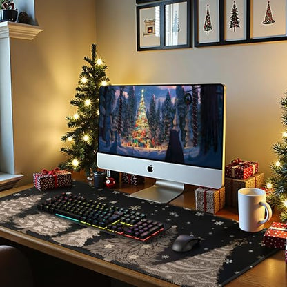 iCasso Black Desk Mat,Christmas Mouse Pad,Cute Desk Pad Mat - color: 1-black