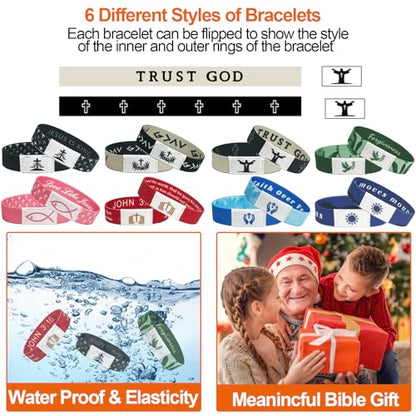 8PCS Daily Bible Verse Bracelets, Bible Verse Cross Bracelet with NFC, Inspirational Religious Christian Bracelet Gifts, Elastic String Faith Friendship Jewelry for Teens Men Women - color: 8PCS-Colorful-2