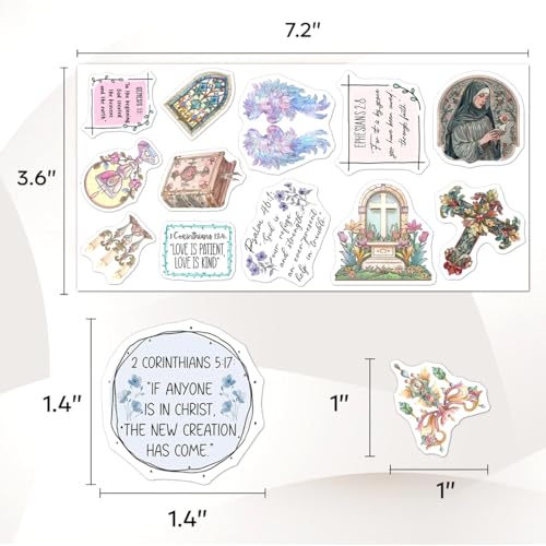 108 PCS Jesus Christian Bible Stickers, Waterproof Vinyl Religious Faith Stickers, Inspirational Scripture Decals for Laptops, Water Bottles, Journals, Notebooks, Ideal Christian - color: Jesus Christian Bible