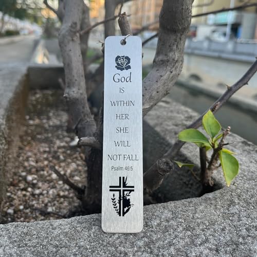 Bible Bookmarks Book Markers, Metal Christian Bookmark Gift Accessories (God is Within her) - style: God is within her
