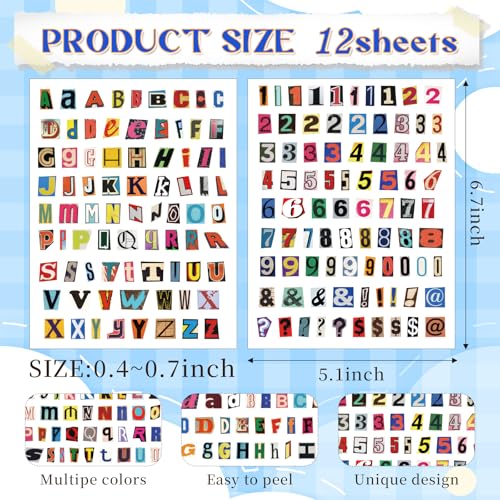 800Pcs Magazine Letter Stickers, Number Alphabet for Journal Scrapbook - color: Letter Stickers