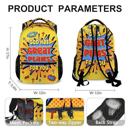 Kids Backpack Schoolbag for Boys Girls, Christian Gift Lightweight Backpacks for Kindergarten Primary Elementary Middle - color: Yellow