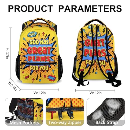 Kids Backpack Schoolbag for Boys Girls, Christian Gift Lightweight Backpacks for Kindergarten Primary Elementary Middle - color: Yellow
