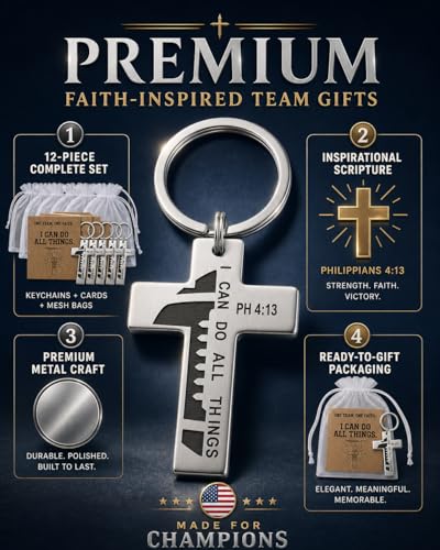 12 Pack Football Keychains with Philippians 4:13 Cross