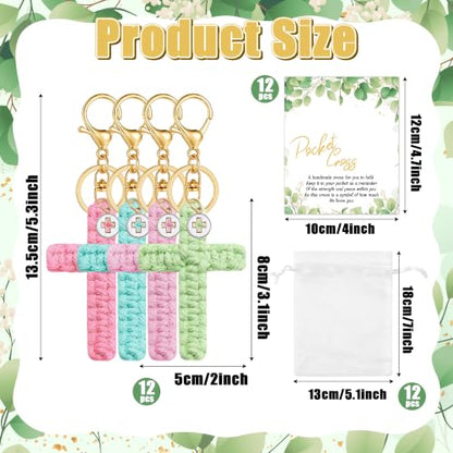 ANGOLIO 36PCS Cross Keychains with Gift Cards Christian Gift Bulk for Women