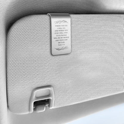 Ruth 1:16 Car Visor Clip, Christian Visor Clip for Wife Husband - color: Silver117