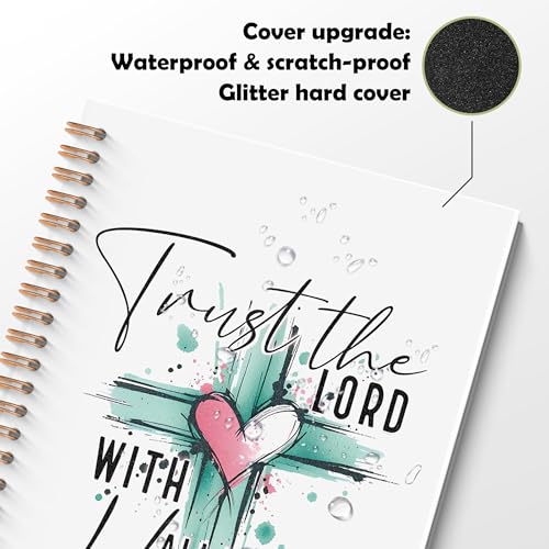 ROXMART Christian Glitter Spiral Notebook, Bible Verse Journal, Christian Gifts for Women, Trust in the Lord with All Your Heart Religious Scripture Hardcover Notebook Journal, 5.5x8.3 Inch - color: Style 01