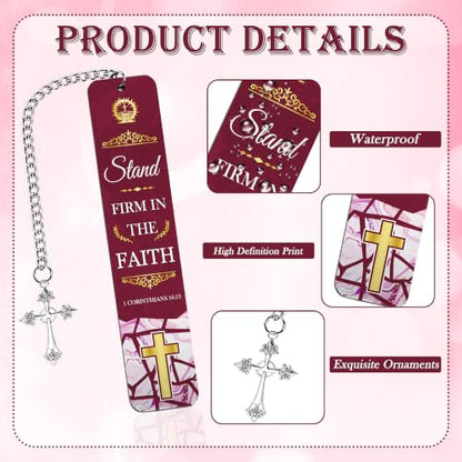 Bible Metal Bookmark Pen Gift Set, Scripture Marble Design Christian Women - style: Religious Burgundy