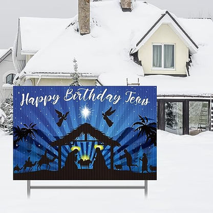 Kigeli 24 Inch Christmas Nativity Yard Sign with Stakes