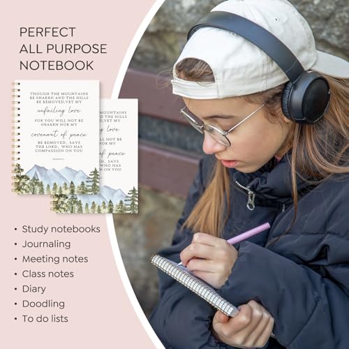 Christian Bible Spiral Notebook, 5.5x8.3 Inch - color: mountains