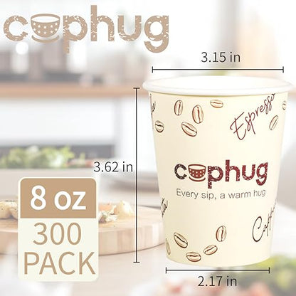 8oz Disposable Paper Coffee Cups, 300 Pack Small Hot Drink Cups for Beverage & Catering - color: Yellow, size: 8oz-300Pack