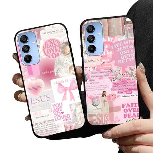 2 Pack Pink Jesus God Collage Phone Case for Samsung Galaxy A15 6.5", Christian Bible Verse Quotes Bow Design Cover for Woman Girl, Soft TPU Slim Shockproof Protective Cases for Samsung A15 5G - color: Pink Collage, size: for Samsung Galaxy A15 5G
