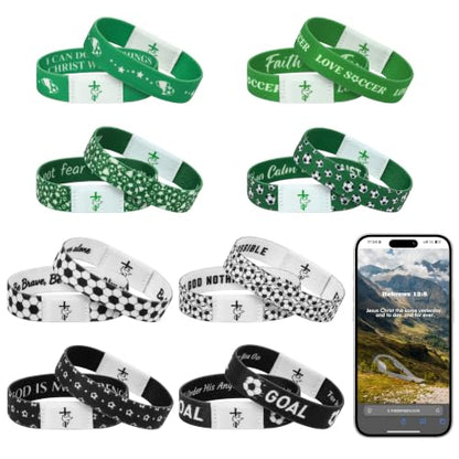 EYxsaxenk Colorful Religious Scripture Daily Bible Verse NFC Bracelets Set - color: Soccer