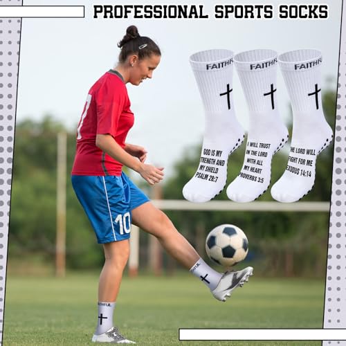 Glitopper 6 Pairs Cross Grip Soccer Socks US 6-13 christian - color: White, style: Classic