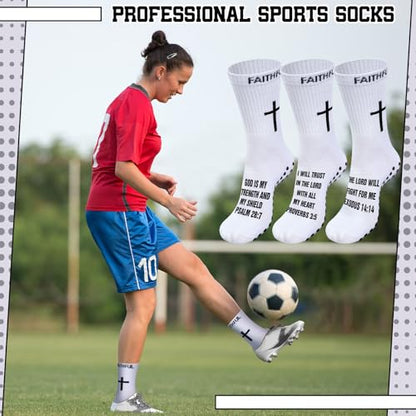 Glitopper 6 Pairs Cross Grip Soccer Socks US 6-13 christian - color: White, style: Classic