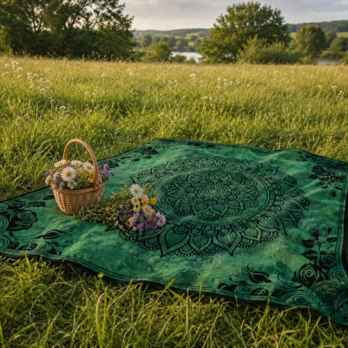 Green Boho Mandala Tapestry for Bedroom, Large Hippie Ceiling Wall Hanging - color: Green Tapestry, size: 60"L x 51"W