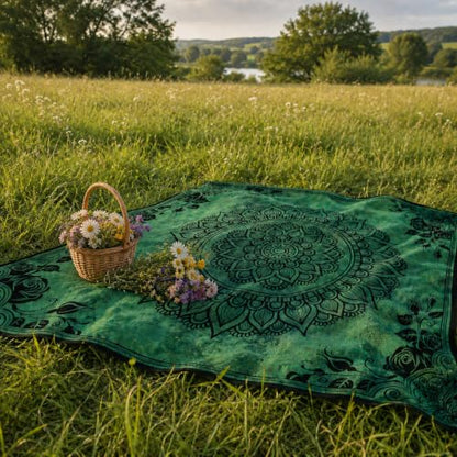 Green Boho Mandala Tapestry for Bedroom, Large Hippie Ceiling Wall Hanging - color: Green Tapestry, size: 60"L x 51"W