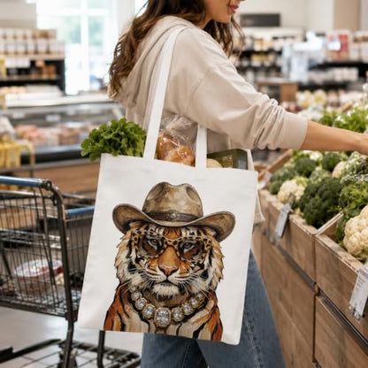 Western Cowgirl Canvas Tote Bag Cowgirl Gifts - color: Western Cowboy Theme 11