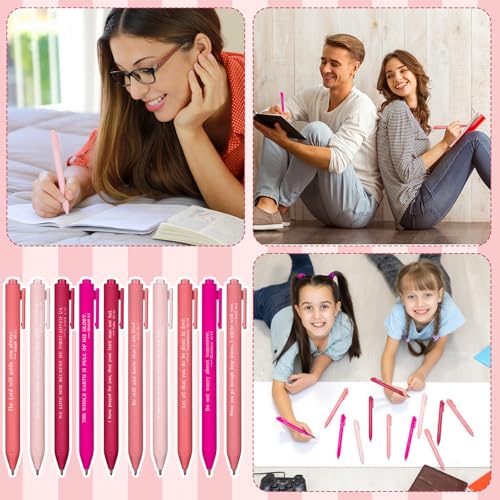 Cholemy 50 Pcs Bible Verse Pens Bulk Christian Pens Black Ink, Pink - color: Pink