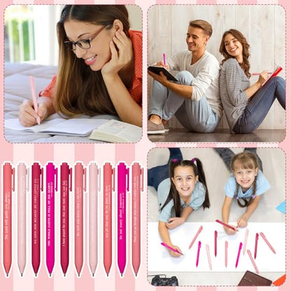Cholemy 50 Pcs Bible Verse Pens Bulk Christian Pens Black Ink, Pink - color: Pink