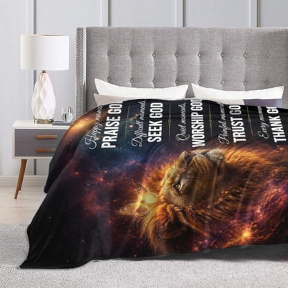 Lion of Judah Blanket, Christian Gift for Men, Faith Throw Blanket - color: Lion Galaxy