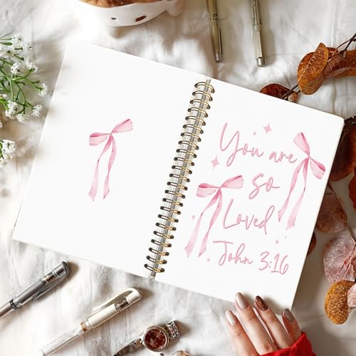 Pink Bow Christian Notebook Journal Gifts for Women Teen Girls - color: John 3:16