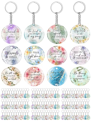 Janmercy 120 Pcs Acrylic Christian Keychain Bulk for Women - style: Cute