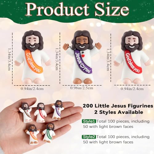 Little Mini Jesus Figures, Tiny Brown, Black, Baby Jesus Loves You Figures - size: 200pcs