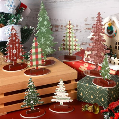 Namalu 16 Pcs Joy Christmas Tree Centerpiece Buffalo Plaid Snowflake - style: Joy