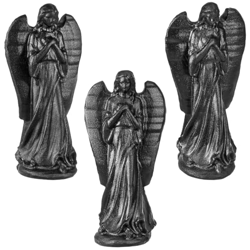 SUNYIK 3.2" Handcarved Black Obsidian Guardian Angel Figurine